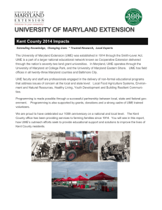 UNIVERSITY OF MARYLAND EXTENSION Kent County 2014 Impacts
