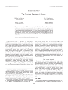 The Physical Burdens of Secrecy BRIEF REPORT Michael L. Slepian E. J. Masicampo
