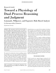 Toward a Physiology of Dual-Process Reasoning and Judgment
