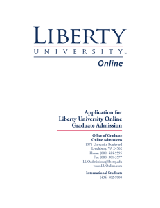 Application for Liberty University Online Graduate Admission Office of Graduate