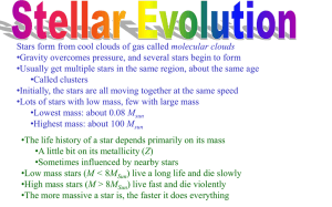 molecular clouds •Gravity overcomes pressure, and several stars begin to form