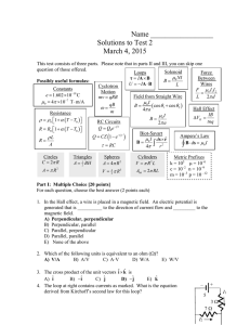 Name _________________ Solutions to Test 2 March 4, 2015
