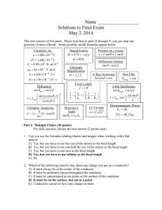 Name _________________ Solutions to Final Exam May 2, 2014