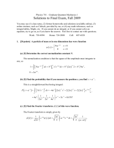 Solutions to Final Exam, Fall 2009