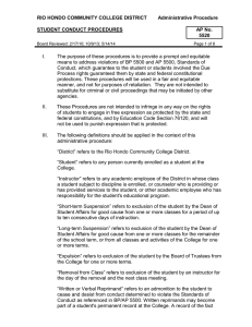 RIO HONDO COMMUNITY COLLEGE DISTRICT      ... STUDENT CONDUCT PROCEDURES AP No. 5520