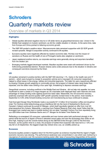 Quarterly markets review Schroders Overview of markets in Q3 2014