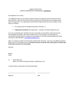 SAMPLE OFFER LETTER MONTHLY ADMINISTRATIVE PROFESSIONAL, CONTINUOUS  Dear [Applicant’s first name]: