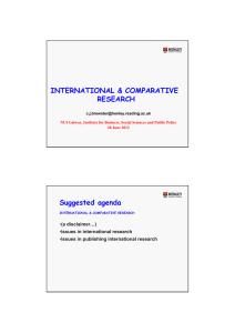 INTERNATIONAL &amp; COMPARATIVE RESEARCH Suggested agenda 1