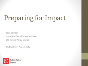 Preparing for Impact Jane Tinkler Impact of Social Sciences Project