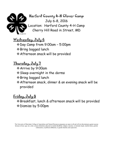 Harford County 4-H Clover Camp July 6-8, 2016