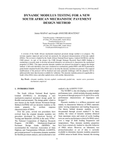 DYNAMIC MODULUS TESTING FOR A NEW SOUTH AFRICAN MECHANISTIC PAVEMENT DESIGN METHOD
