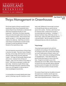 Thrips Management in Greenhouses Fact Sheet FS-762 2012