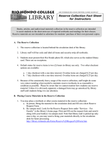Reserve Collection Fact Sheet for Instructors