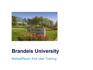 Brandeis University MarketPlace+ End User Training