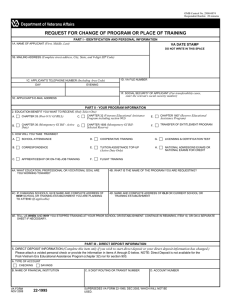 REQUEST FOR CHANGE OF PROGRAM OR PLACE OF TRAINING