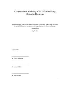 Computational Modeling of Li Diffusion Using Molecular Dynamics