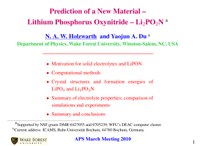 Prediction of a New Material – Lithium Phosphorus Oxynitride – Li PO N