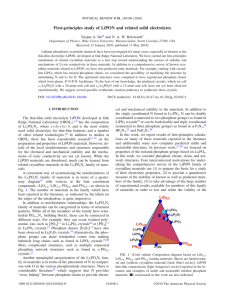 First-principles study of LiPON and related solid electrolytes * Du Holzwarth