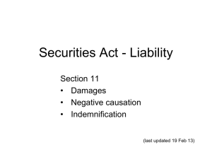 Securities Act - Liability Section 11 • Damages • Negative causation