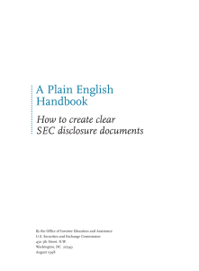 A Plain English Handbook How to create clear SEC disclosure documents