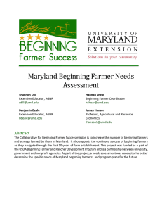 Maryland Beginning Farmer Needs Assessment