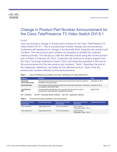 Change in Product Part Number Announcement for