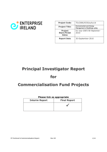 9  Principal Investigator Report for