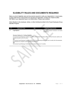 ELIGIBILITY RULES AND DOCUMENTS REQUIRED