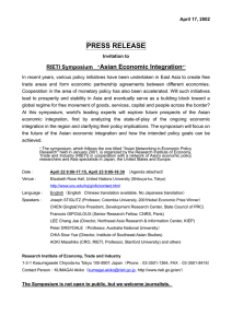 PRESS RELEASE Asian Economic Integration RIETI Symposium