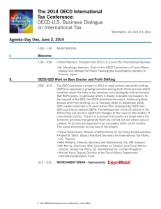 The 2014 OECD International Tax Conference: OECD-U.S. Business Dialogue on International Tax