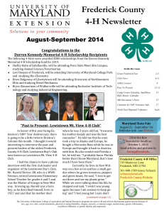 Frederick County 4-H Newsletter August-September 2014