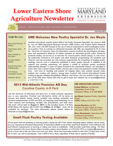 Lower Eastern Shore Agriculture Newsletter Inside this issue: