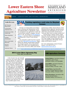 Lower Eastern Shore Agriculture Newsletter Inside this issue: