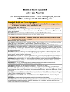 Health Fitness Specialist Job Task Analysis