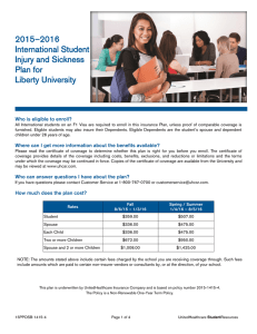 2015–2016 International Student Injury and Sickness Plan for
