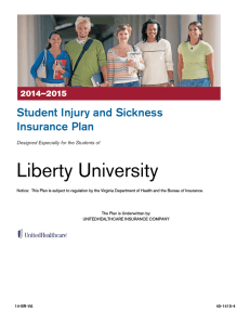 Liberty University  Student Injury and Sickness Insurance Plan