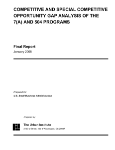 COMPETITIVE AND SPECIAL COMPETITIVE OPPORTUNITY GAP ANALYSIS OF THE Final Report