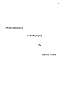 African Religions A Bibliography