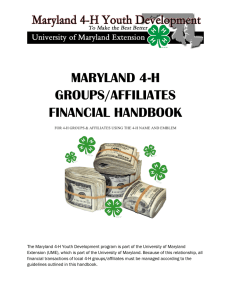 MARYLAND 4-H GROUPS/AFFILIATES FINANCIAL HANDBOOK