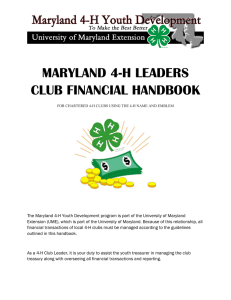 MARYLAND 4-H LEADERS CLUB FINANCIAL HANDBOOK