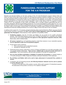 FUNDRAISING: PRIVATE SUPPORT FOR THE 4-H PROGRAM 4-H National Headquarters Fact Sheet