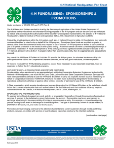 4-H FUNDRAISING:  SPONSORSHIPS &amp; PROMOTIONS 4-H National Headquarters Fact Sheet