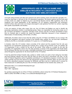 4-H National Headquarters Fact Sheet EMBLEM IN REGARDS TO LIVESTOCK SALES,