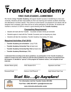 Transfer Academy The  FIRST YEAR STUDENT– COMMITMENT