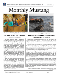 Monthly Mustang  WEST UNIVERSITY ELEMENTARY SCHOOL VOL. XVI ISSUE IV