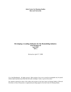 Developing a Leading Indicator for the Remodeling Industry Harvard University