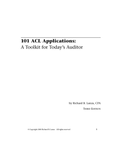 101 ACL Applications: A Toolkit for Today’s Auditor T