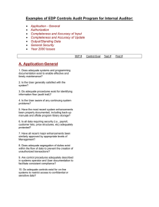 Examples of EDP Controls Audit Program for Internal Auditor: