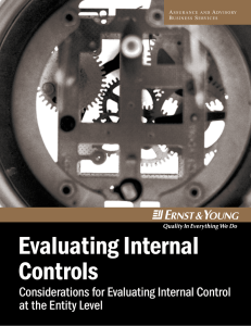 Evaluating Internal Controls Considerations for Evaluating Internal Control at the Entity Level