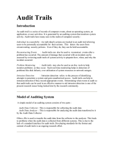 Audit Trails  Introduction